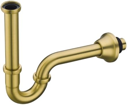 Brass P Trap 1 1/4 Sink Drain Pipe Champagne Bronze by SEABEFORE