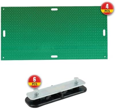 4 Pack 4' x 8' Green Ground Protection Mats w/Double Sided Diamond Plated Tread - Image 2