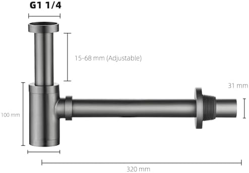 Brass P Trap Bathroom Sink: 1-1/4 Bottle P-Trap - Image 2