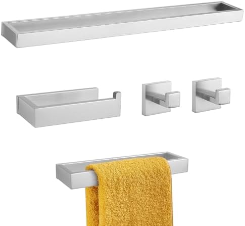 Brushed Nickel Towel Bar Set, 5-Pieces Bathroom Hardware Accessories Set by TNOMS