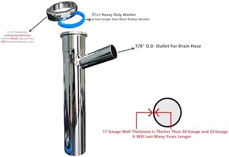 EZ-Fluid 1-1/2" X 8" Dishwasher Connection Branch Tailpiece w/Slip Joint Brass - Image 2