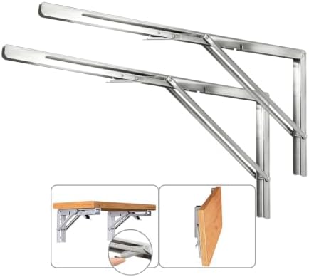 20 Inch Folding Shelf Brackets, 2 Pack Stainless Steel Heavy Duty L Bracket - Image 2