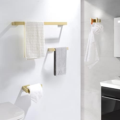 Gold Towel Bar Set 4 Pieces Bathroom Hardware Set Wall Mounted Stainless Steel - Image 6