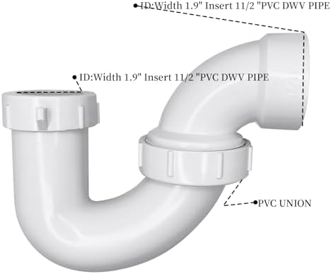 1-1/2 Inches PVC DWV P-Trap Drain Pipe - Image 2