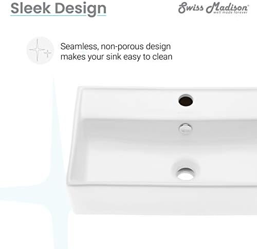Claire 22" Rectangle Wall Mount Bathroom Sink in Glossy White - Image 7