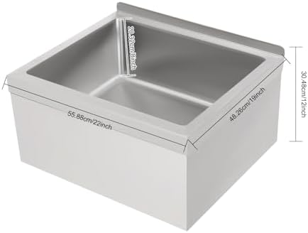 Commercial Mop Sink 19x22x12in, 304 Stainless Steel Utility Mop Basin - Image 3