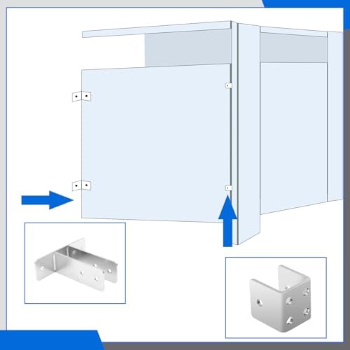 Blulu 4 Pcs Bathroom Partition Bracket 2-Ear U-Shape - Image 3