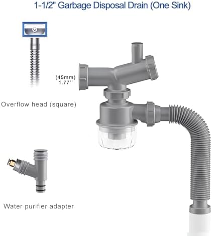 Garbage Disposal Drain Kit, Kitchen Sink P-Trap Drain Kit 1 1/2, Space Saving - Image 2