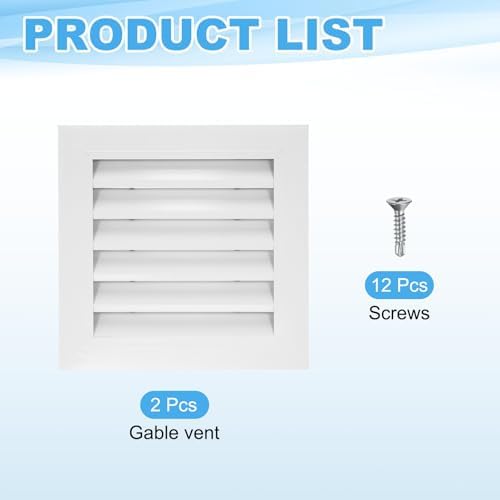 PATIKIL 12 x 12 Inch Gable Vent, 10 x 10 Inch Duct Opening Size - Image 3