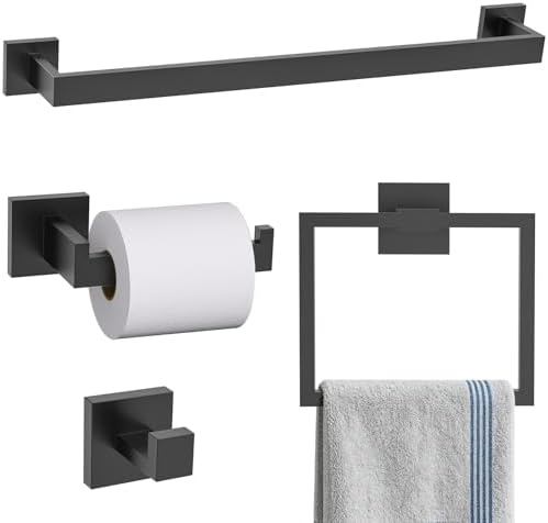TURS 5-Piece Bathroom Hardware Set Matte Black Towel Bar Set Bath Towel Holder by TURS