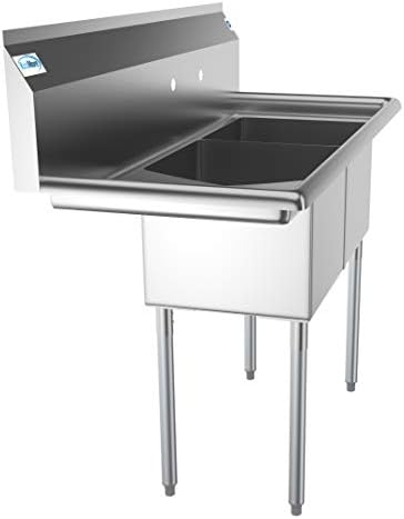 KoolMore 2 Compartment Stainless Steel NSF Commercial Kitchen Prep & Utility - Image 3