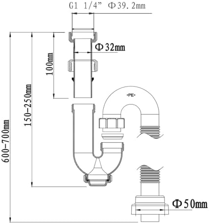 Talea PP Material Under-Mounted P-Trap Flexible Sink Drain Pipe - Image 4