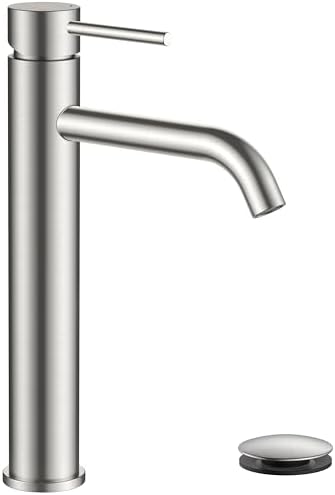 FORIOUS Vessel Tall Bathroom Faucet 1 Hole Brushed Nickel Single Handle by FORIOUS