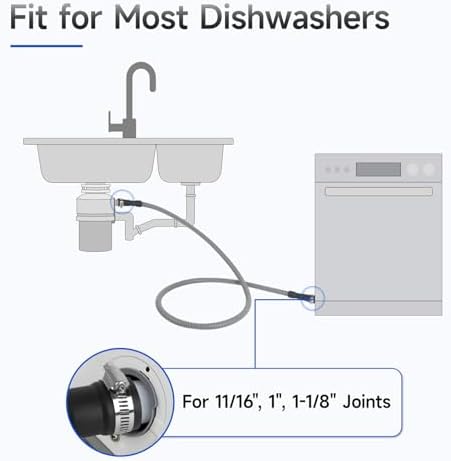 6FT Dishwasher Drain Hose, Flexible Corrugated Dishwasher Hose Replacement - Image 6