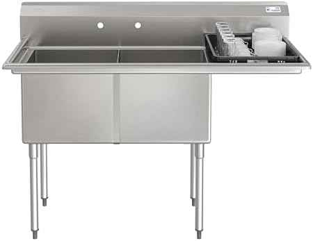 KoolMore 57 in. 18-Gauge 2-Compartment Commercial Sink - Image 2
