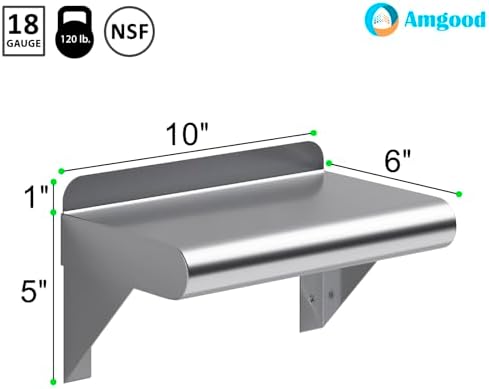 AmGood 12 in. x 16 in. Stainless Steel Wall Mount Shelf - Image 3