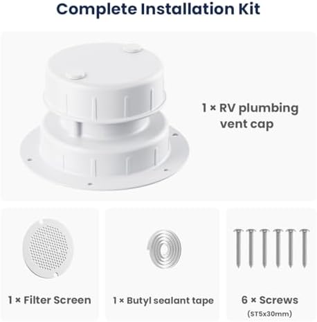 Safoner Aluminum RV Sewer Vent Cap, Plumbing Roof Vent Cover Replacement Kit - Image 5