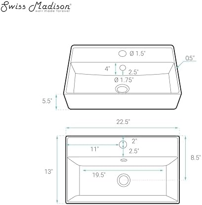 Claire 22" Rectangle Wall Mount Bathroom Sink in Glossy White - Image 4