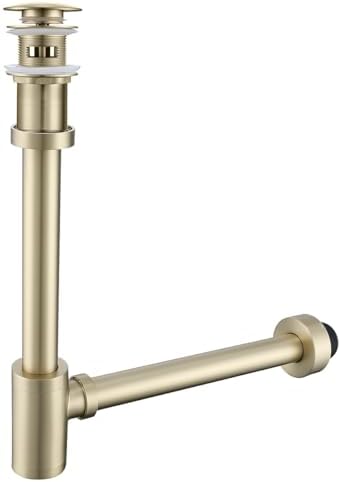 RANDOM Brushed Gold Brass Round Bottle P Trap Kit by RANDOM