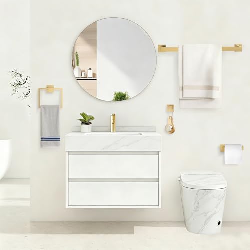 TURS 5-Piece Bathroom Hardware Set Brushed Gold Towel Bar Set Bath Towel Holder - Image 5