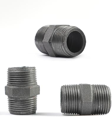 Black hexagonal threaded pipe fittings, double-ended external threaded - Image 3