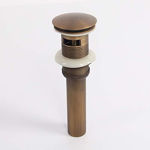 Flybath Sink Drain with Overflow Large Pop Up Antique Brushed Brass - Image 2