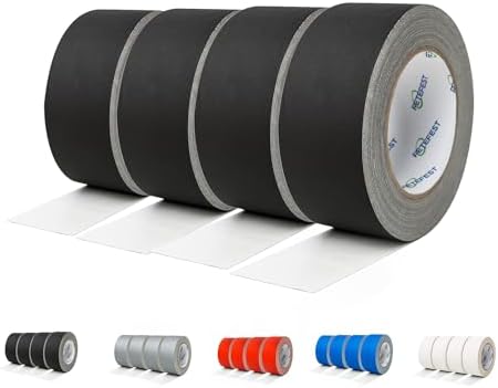 Gaffers Tape Black 4 Pack in Bulk Heavy Duty, Non-Reflective No Residue Hand by FetefestforTapes