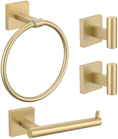 Towel Ring Set 4 Piece Bathroom Hardware Set Includes Towel Ring 2 Towel Hooks by LairuierBathroomHardwareSet