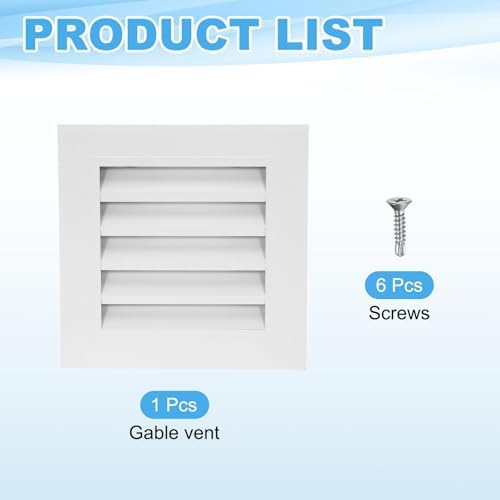PATIKIL 8 x 8 Inch Gable Vent, 6 x 6 Inch Duct Opening Size - Image 3