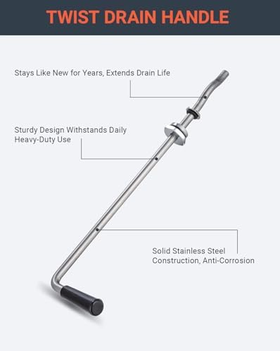 Twist Drain Handle for Commercial Kitchen Sink, Stainless Steel - Image 3