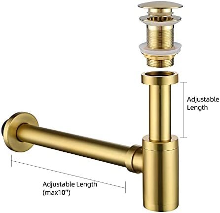 Bathroom Sink Stopper P-Trap Complete Set Adjustable 1-1/4 Sink Drain Kit Tube - Image 2