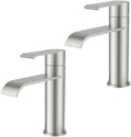 FORIOUS Waterfall Bathroom Faucet Single Hole Brushed Nickel 2 Pack by FORIOUS