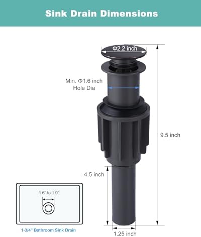 Bathroom Sink Drain Without Overflow, ARCORA Oil Rubbed Bronze Pop Up Drain - Image 2