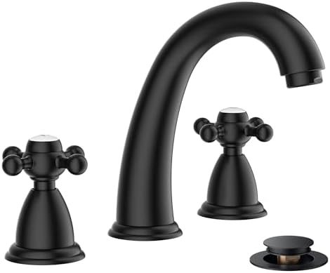 FORIOUS Bathroom Faucet 3 Hole 8 Inch Widespread Sink Faucets Matte Black by FORIOUS