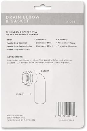 Moen AMC Kitchen Products Garbage Disposal Drain Elbow & Gasket Replacement Part - Image 4