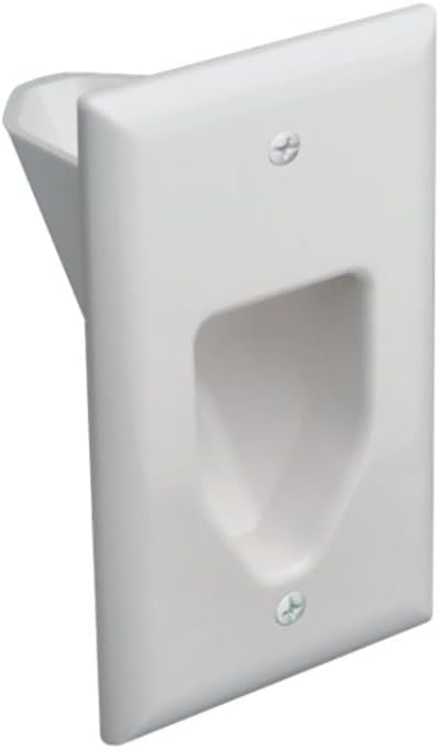 DATA COMM Electronics 45-0001-WH 1-Gang Recessed Low Voltage Cable Plate – by DATACOMM