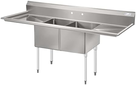 KoolMore 72 in. 18-Gauge 2-Compartment Commercial Sink - Image 6