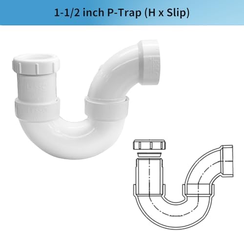 LESSO P Trap PVC 1.5 Inch, 1-/2" Pipe RV Drain Bathroom Kitchen Sink - Image 2