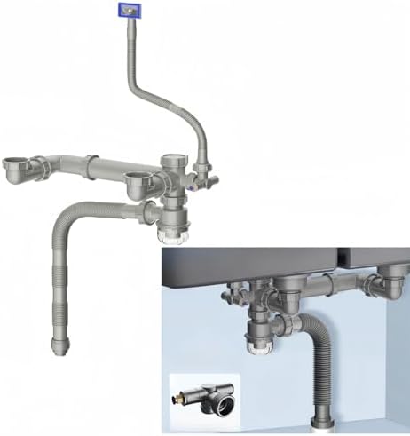 Double Sink Drain Kit Space Saving Kitchen Sink Drain Kit Expandable Flexible 1 by QruiLanTu