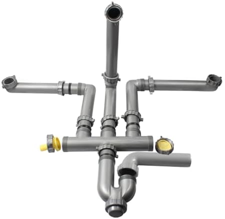 G1-1/2'' Wall-Mounted PP Material Three Kitchen Sinks Drain Pipe Kit Rear Hard - Image 2