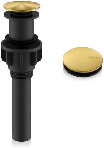 KENES Pop Up Bathroom Sink Drain Without Overflow Brushed Gold Pop Up Drain by KENESBathroomKitchen
