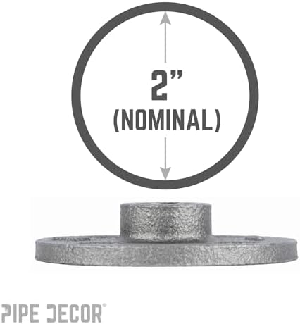 PIPE DECOR 2" Malleable Iron Floor Flange 4 Pack, Industrial Steel Grey Fits - Image 4