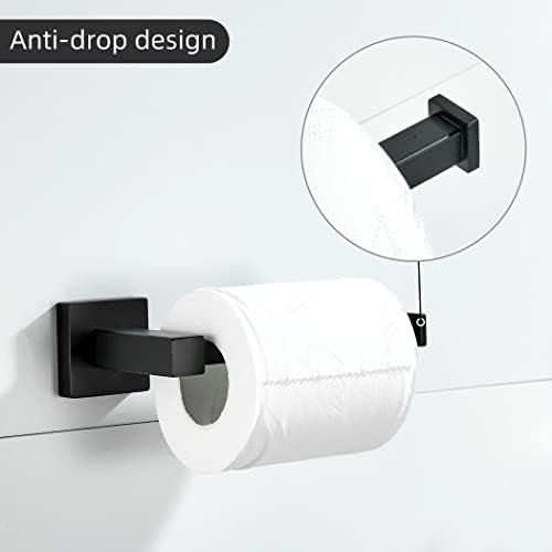Leyden Black Toilet Paper Holder Towel Ring, Matte Bathroom Hand Towel Holder - Image 5