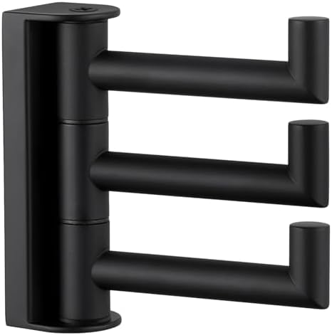 Angle Simple Swivel Towel Hook 3 Arms, Robe Coat Wall Hook, Matte Black by AngleSimple