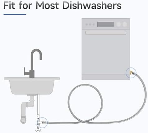 10 FT Dishwasher Installation Kit, Braided Stainless Steel Dishwasher Water - Image 7
