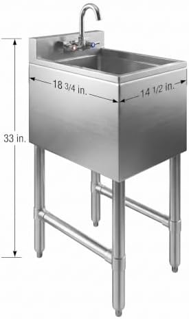 14.5 in. x 19 in. One Compartment Stainless Steel Underbar Sink - Image 3