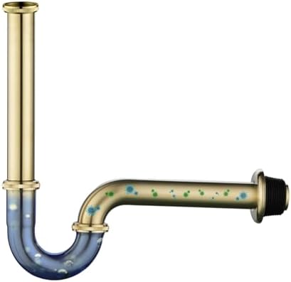 Bathroom Basin Sink Bottle P Trap, Brass U-Shape 1-1/4 inch Slip Inlet Drain - Image 4