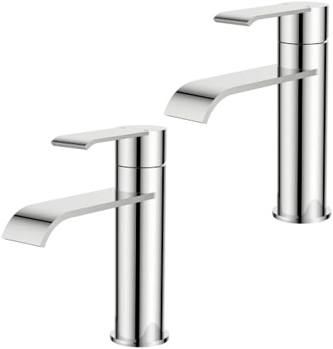 FORIOUS Waterfall Bathroom Faucet Single Hole Chrome 2 Pack by FORIOUS