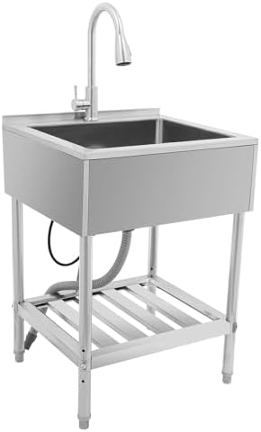 Single Bowl Laundry Tub, Freestanding Utility Sink by MELONGKAYLON