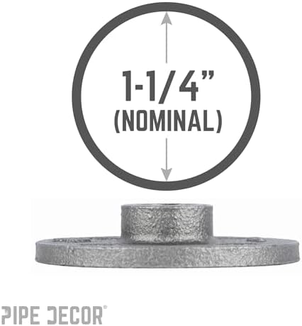 PIPE DECOR 1-1/4" Malleable Iron Floor Flange 4 Pack, Industrial Steel Grey - Image 4